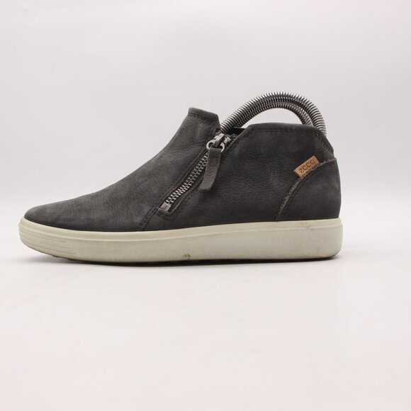 Ecco Soft 7 Mid Women's Size EU 36 US 5 Gray Nubuck Zip Bootie Side Zip Sneaker - Picture 4 of 9